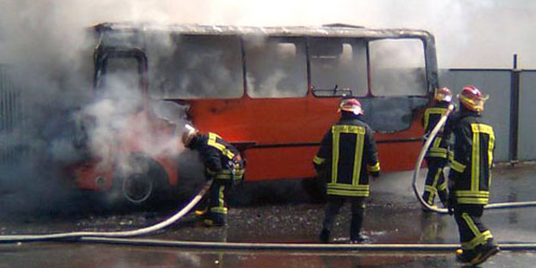 Bakıda avtobus yandı