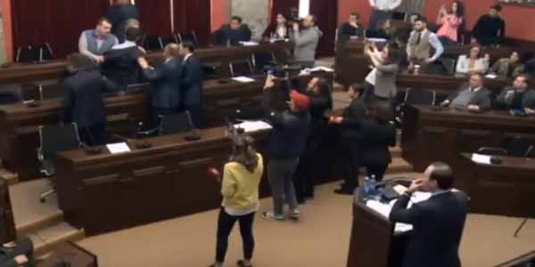 Gürcü deputatlar arasında dava düşdü (VİDEO)