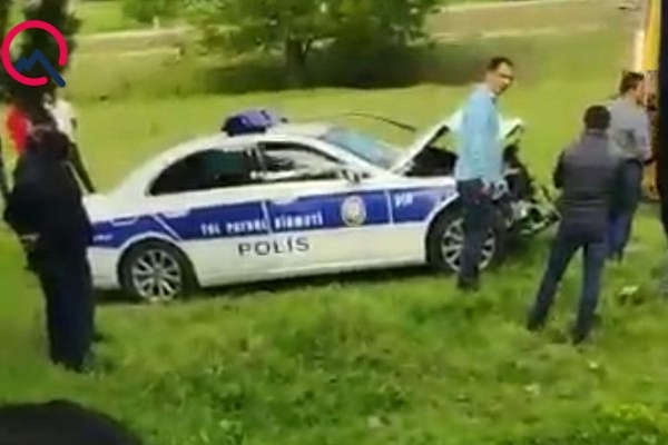 Polis xidməti maşınında qəza törətdi (VİDEO)
