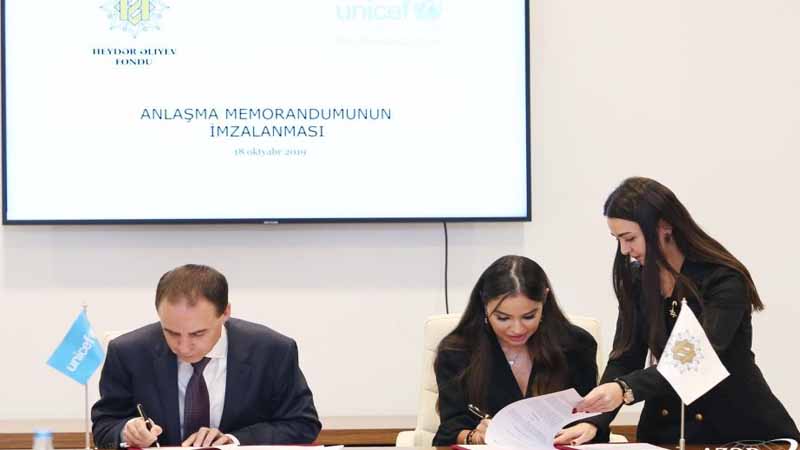 Heydər Əliyev Fondu ilə UNİCEF arasında Anlaşma Memorandumu imzalandı (FOTO)