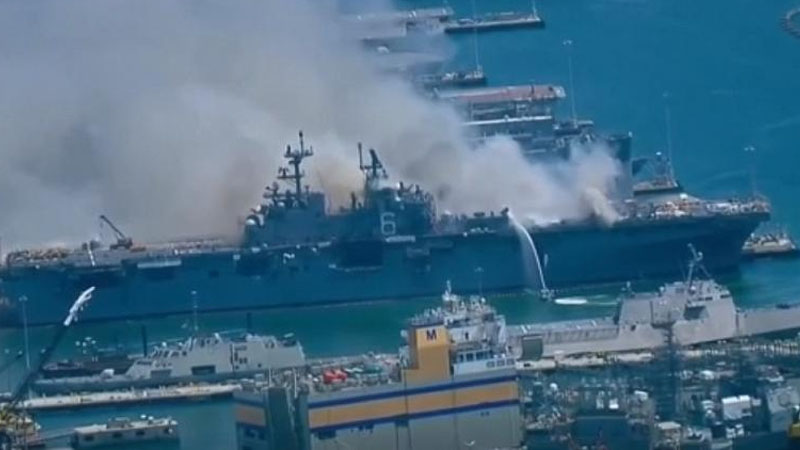 ABŞ hərbi gəmisində yanğın: 21 nəfər yaralandı