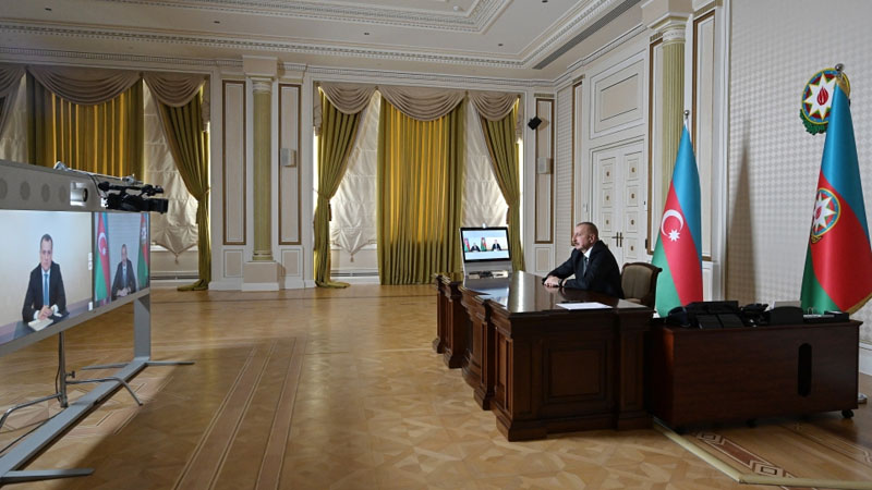 Prezident Ceyhun Bayramovu videoformatda qəbul edib (FOTOLAR)