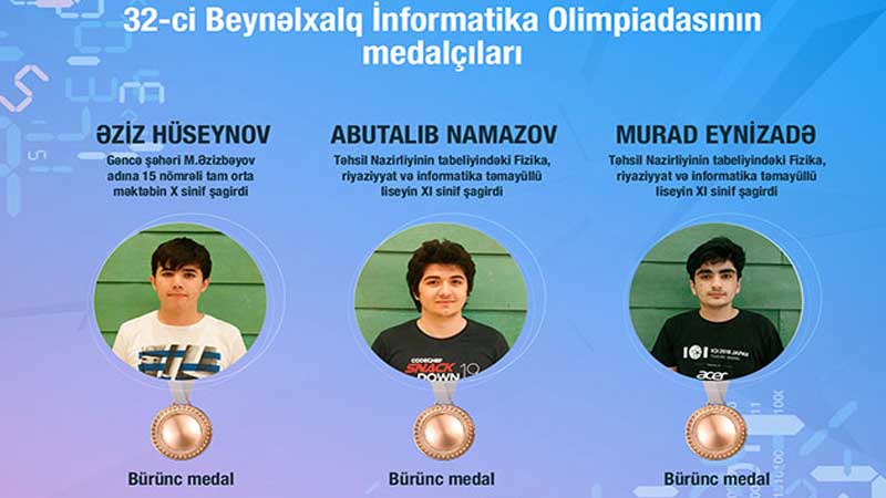 Şagirdlərimiz Beynəlxalq İnformatika Olimpiadasından 3 medal qazandı
