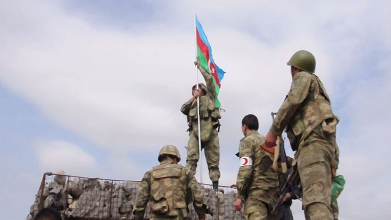 Ağdamın Şelli kəndində Azərbaycan bayrağı ucaldıldı (FOTOLAR)