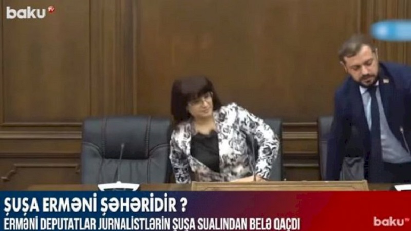 Erməni deputatlar jurnalistlərin Şuşa sualından qaçdı (VİDEO)