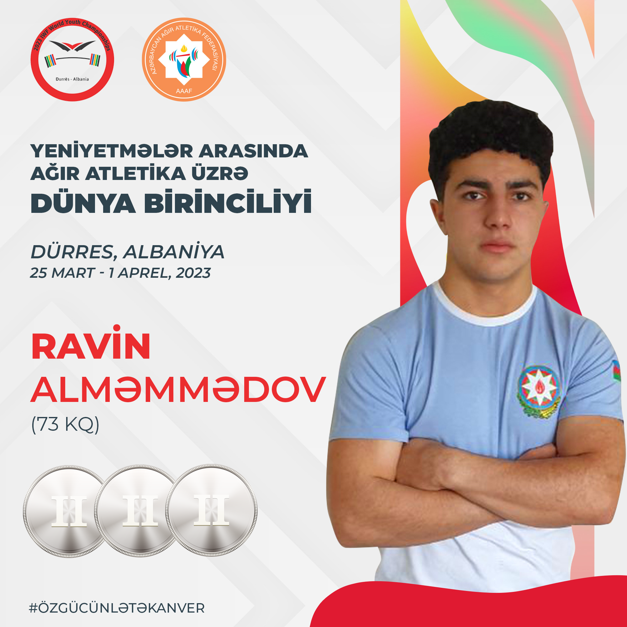 Ravin Alməmmədov DÇ-də üç medal qazandı, iki rekord yenilədi