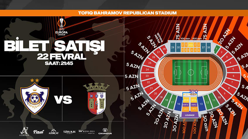 “Qarabağ” - “Braqa” oyununun biletlərinin qiymətləri açıqlandı