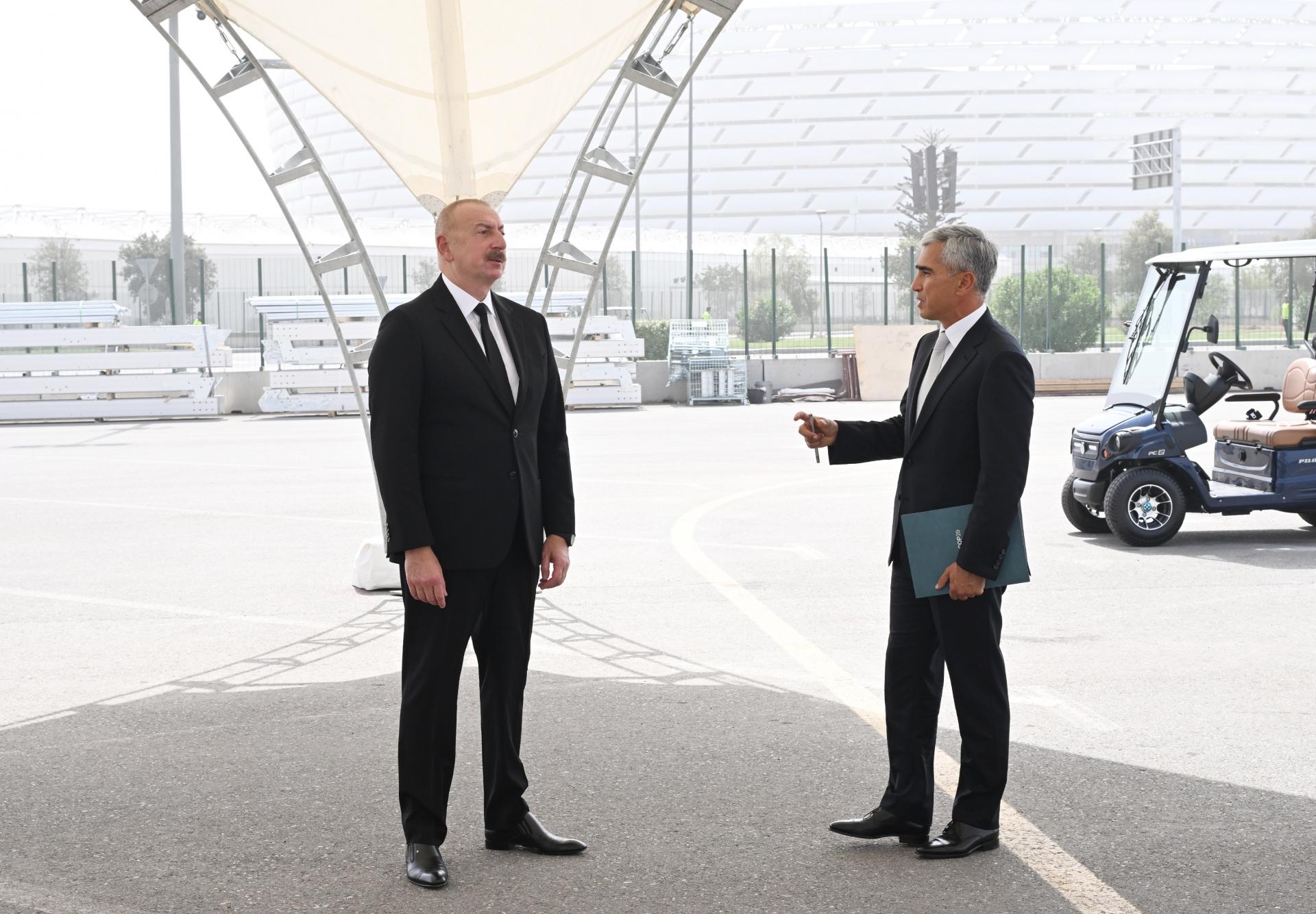 Prezident Bakı Olimpiya Stadionunun ərazisində COP29-a hazırlıqla bağlı görülən işlərlə tanış olub (FOTO)