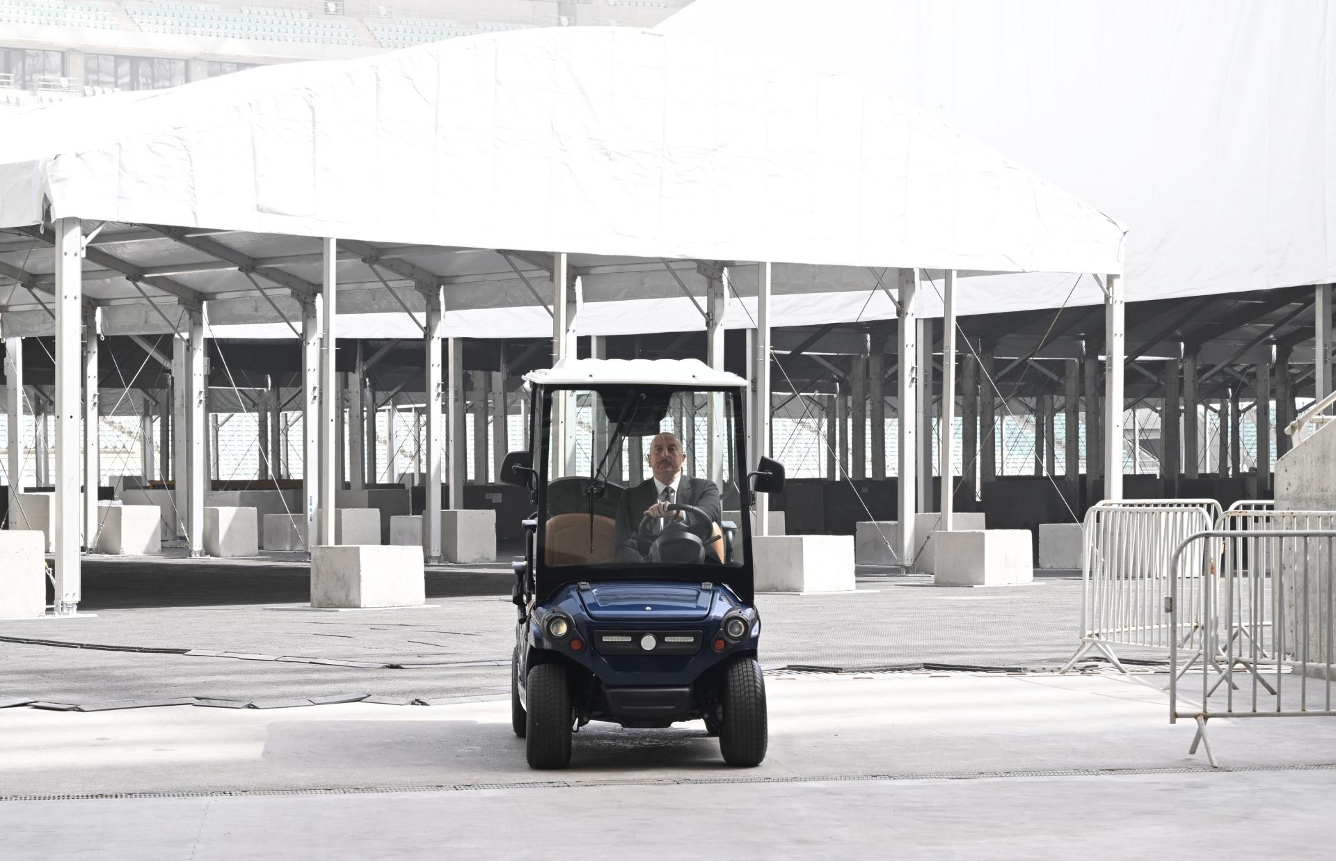 Prezident Bakı Olimpiya Stadionunun ərazisində COP29-a hazırlıqla bağlı görülən işlərlə tanış olub (FOTO)