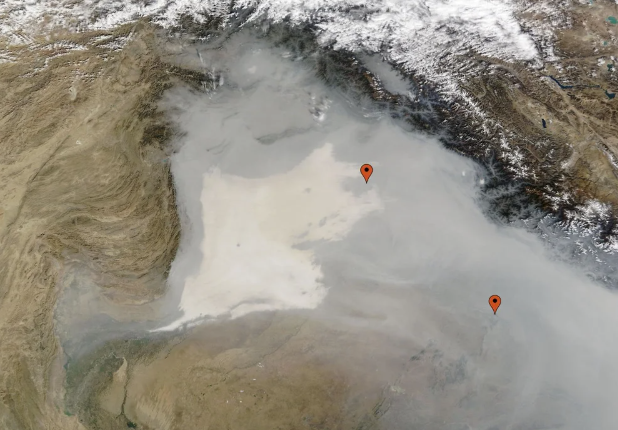 Hindistan və Pakistanda hava çirkliliyi artır: Duman artıq kosmosdan görünür