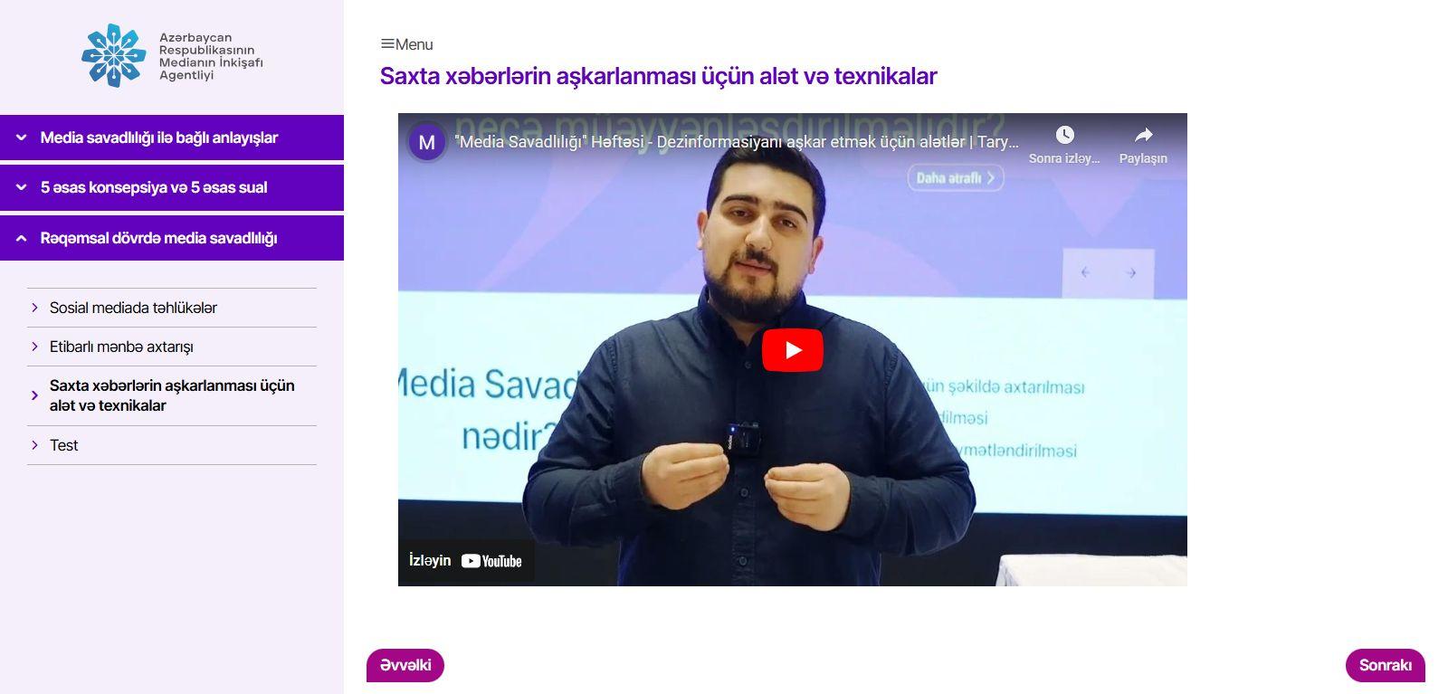 Agentliyin media savadlılığı ilə bağlı onlayn kursu istifadəyə verildi (FOTO)